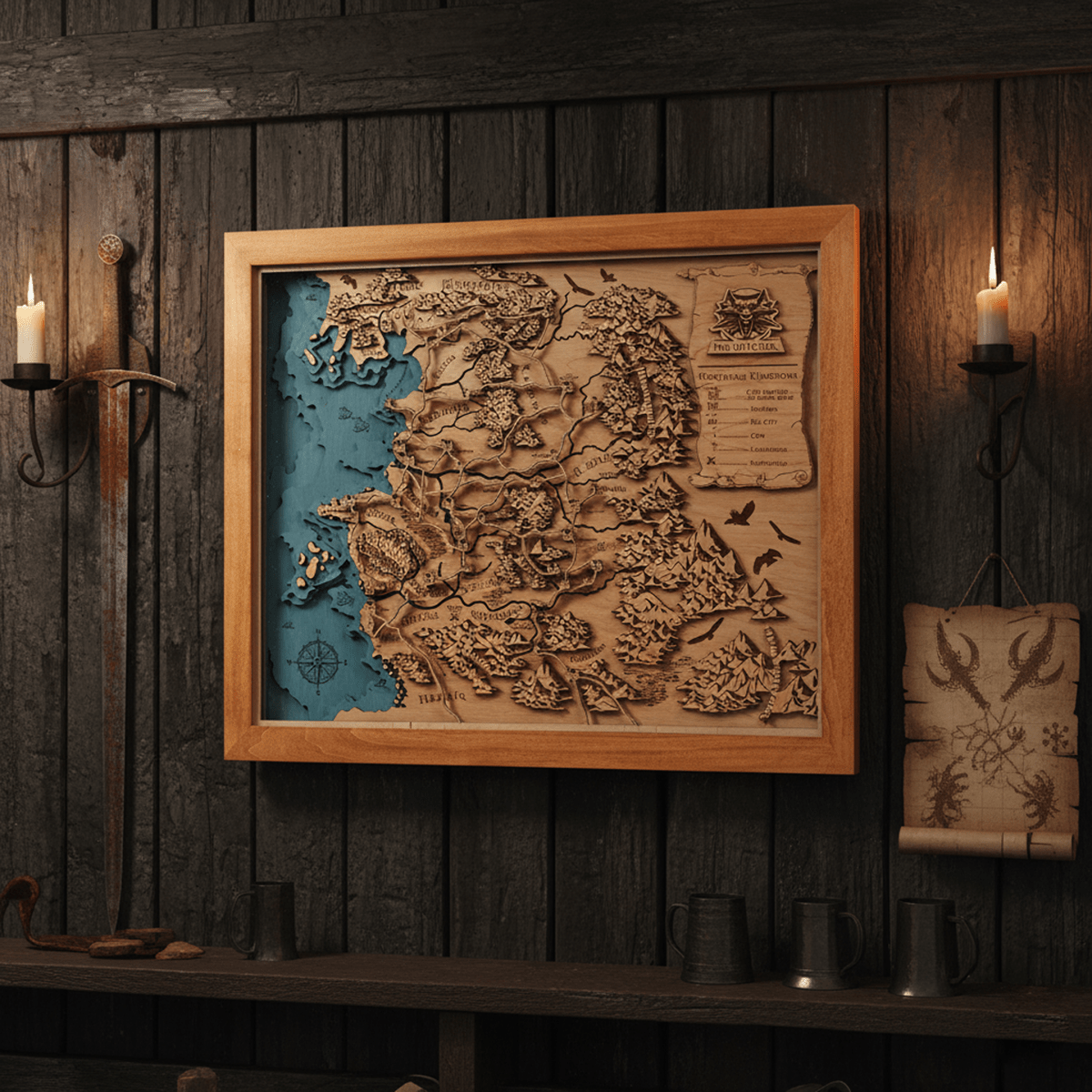 3D WOOD MAP OF THE NORTHERN KINGDOMS - ZeWood