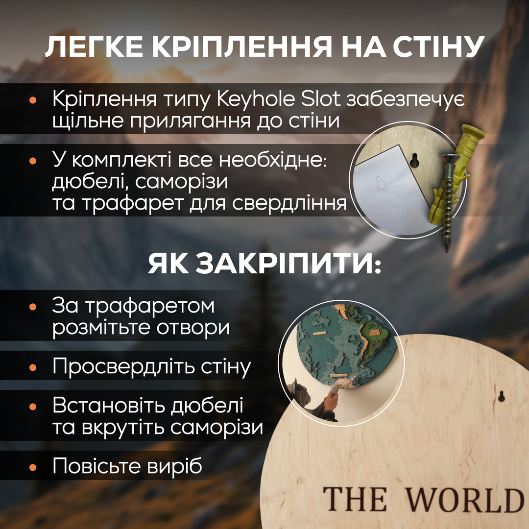 СВІТ В ПІВКУЛЯХ 3D МАПА - КАРТА СВІТУ