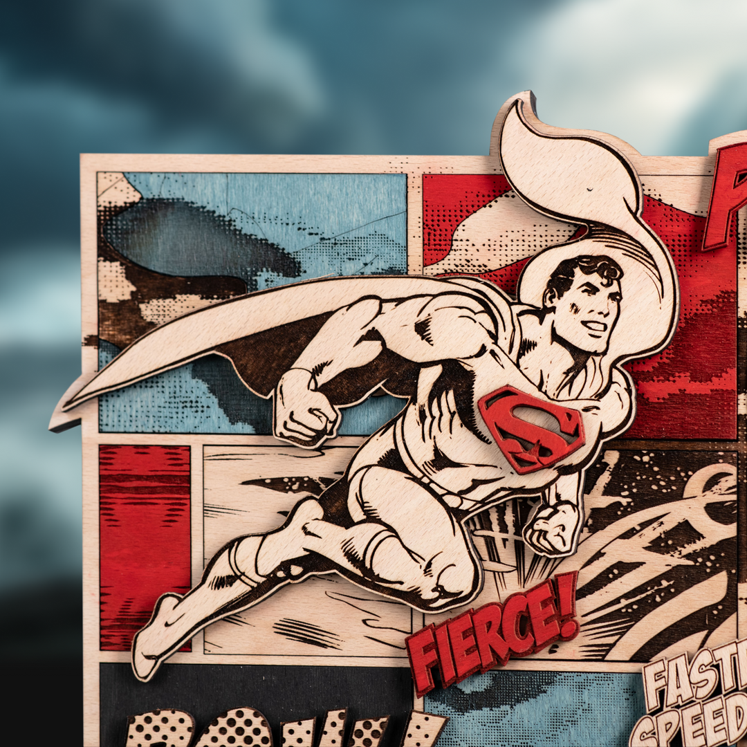 Frame and plexiglass included to your Superman artwork for easy hanging, bringing joy for years to come.