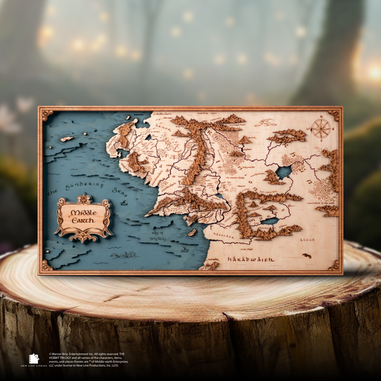 Detailed laser-cut map of Tolkien’s Middle Earth