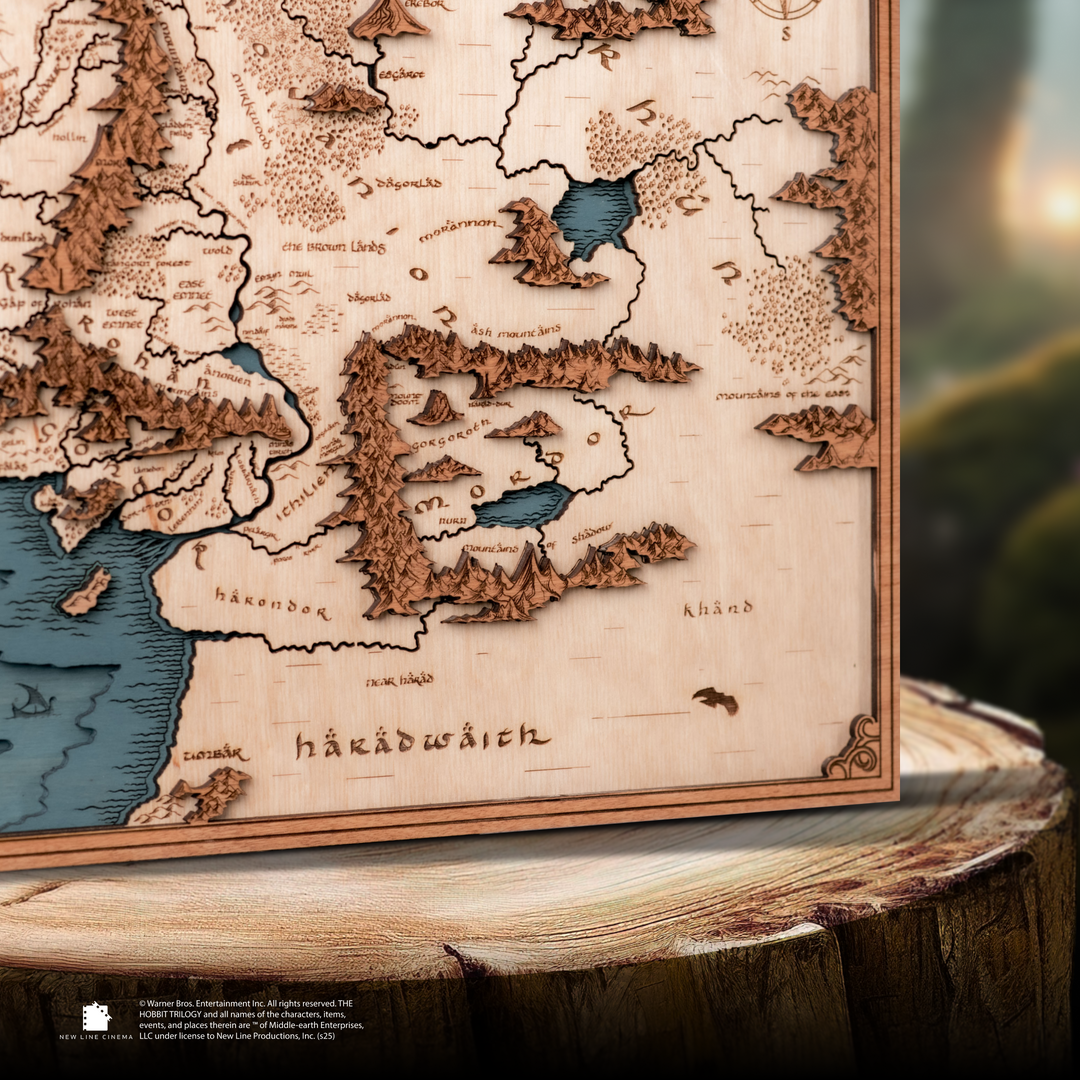 Middle Earth fantasy map crafted from birch plywood