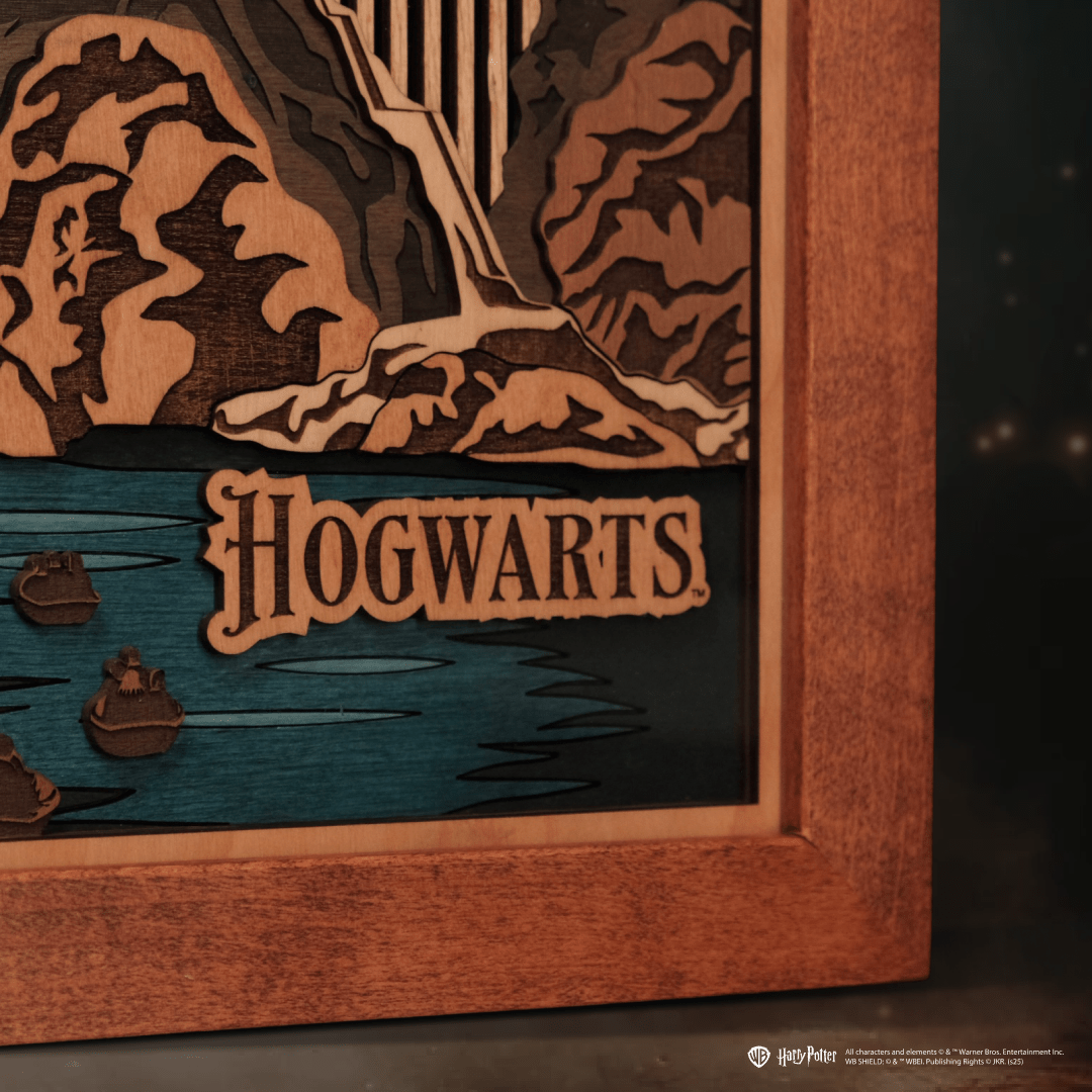 Magical castle wooden decor with working clock
