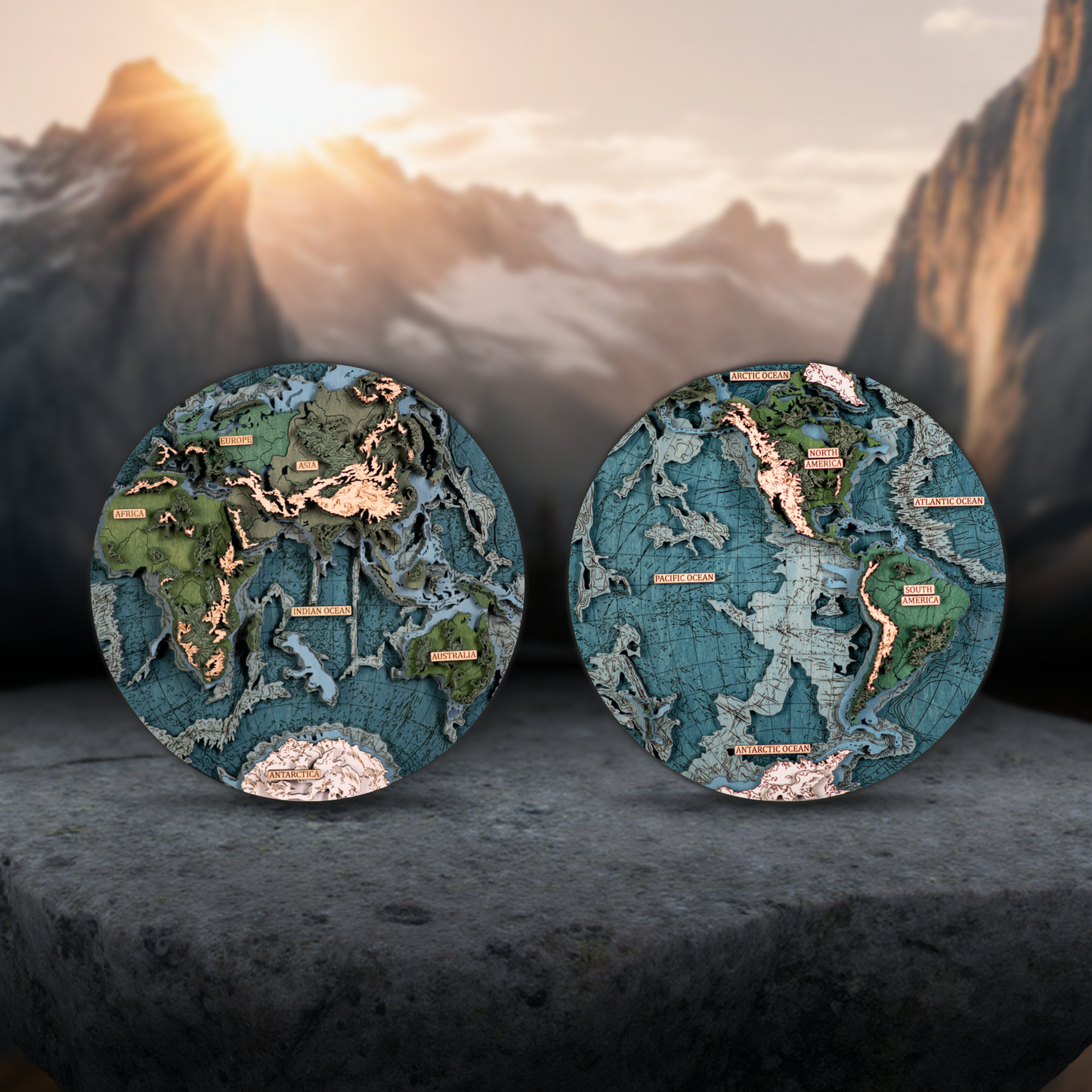 СВІТ В ПІВКУЛЯХ 3D МАПА - КАРТА СВІТУ