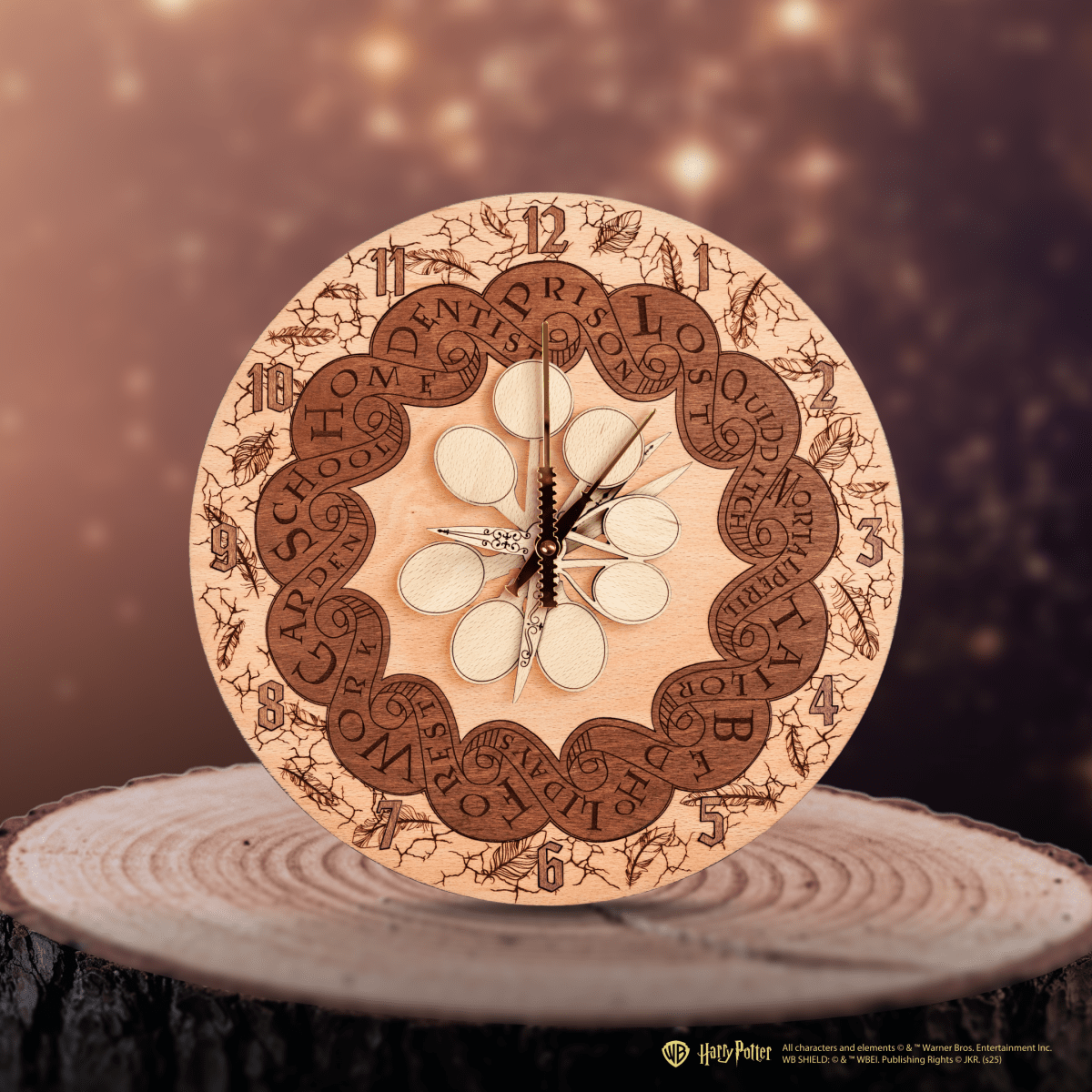WEASLEY FAMILY™ ROUND 3D WOOD CLOCK - ZeWood