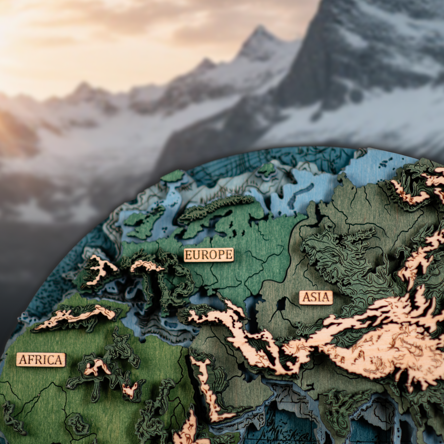 СВІТ В ПІВКУЛЯХ 3D МАПА - КАРТА СВІТУ