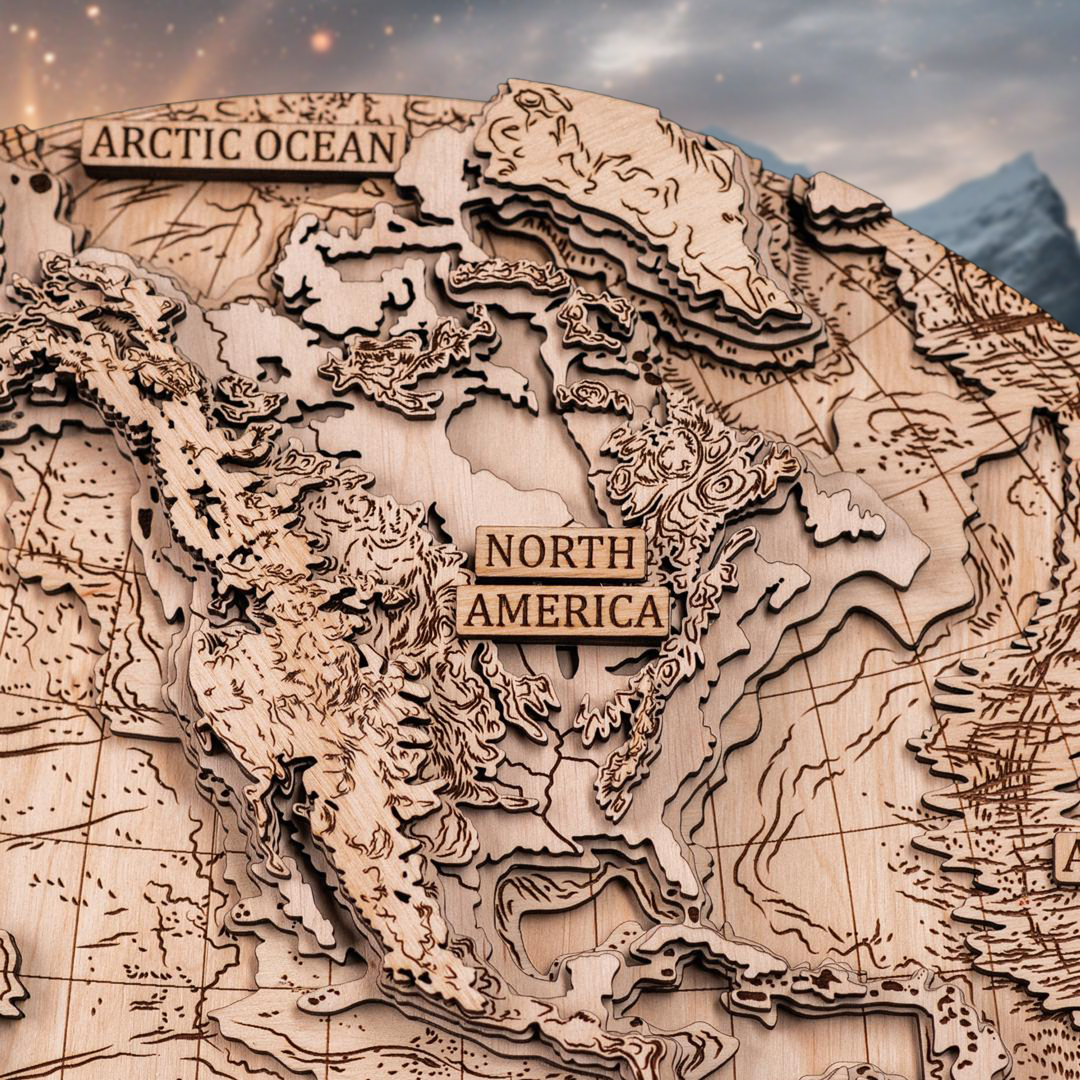 СВІТ В ПІВКУЛЯХ 3D МАПА - КАРТА СВІТУ