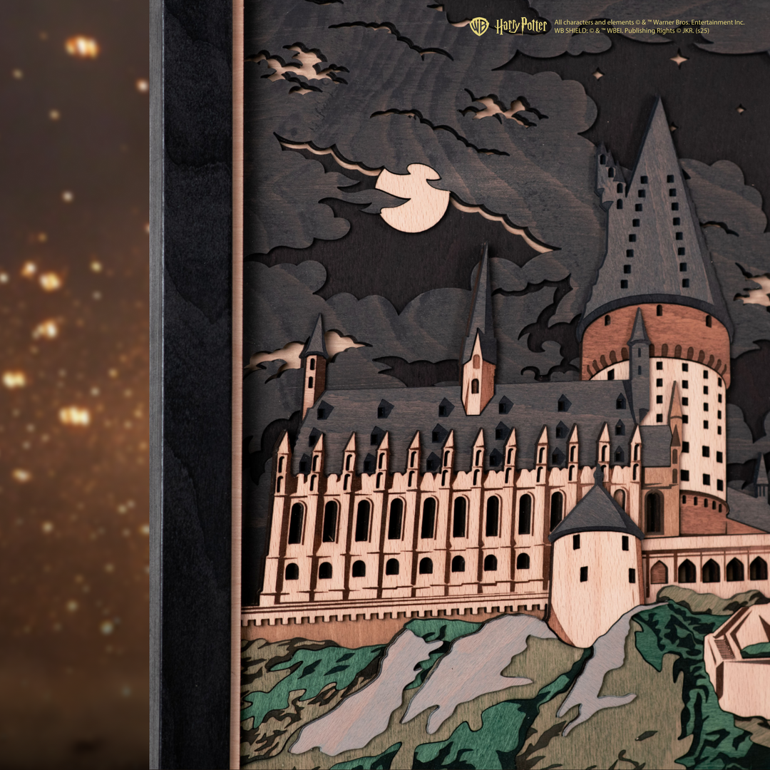 Detailed Hogwarts castle poster, ideal for Harry Potter fans.