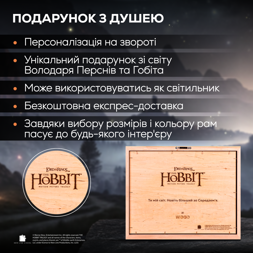 МАПА СЕРЕДЗЕМ‘Я З LED ПІДСВІТКОЮ - ВОЛОДАР ПЕРСНІВ - ГОБІТ