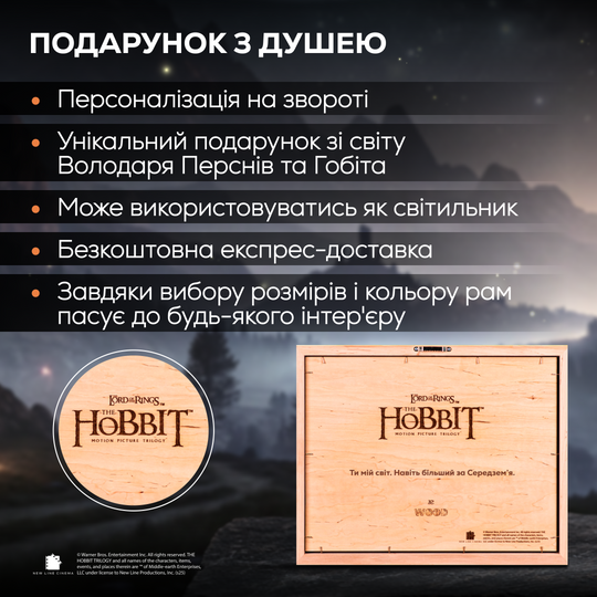 МАПА СЕРЕДЗЕМ‘Я З LED ПІДСВІТКОЮ - ВОЛОДАР ПЕРСНІВ - ГОБІТ