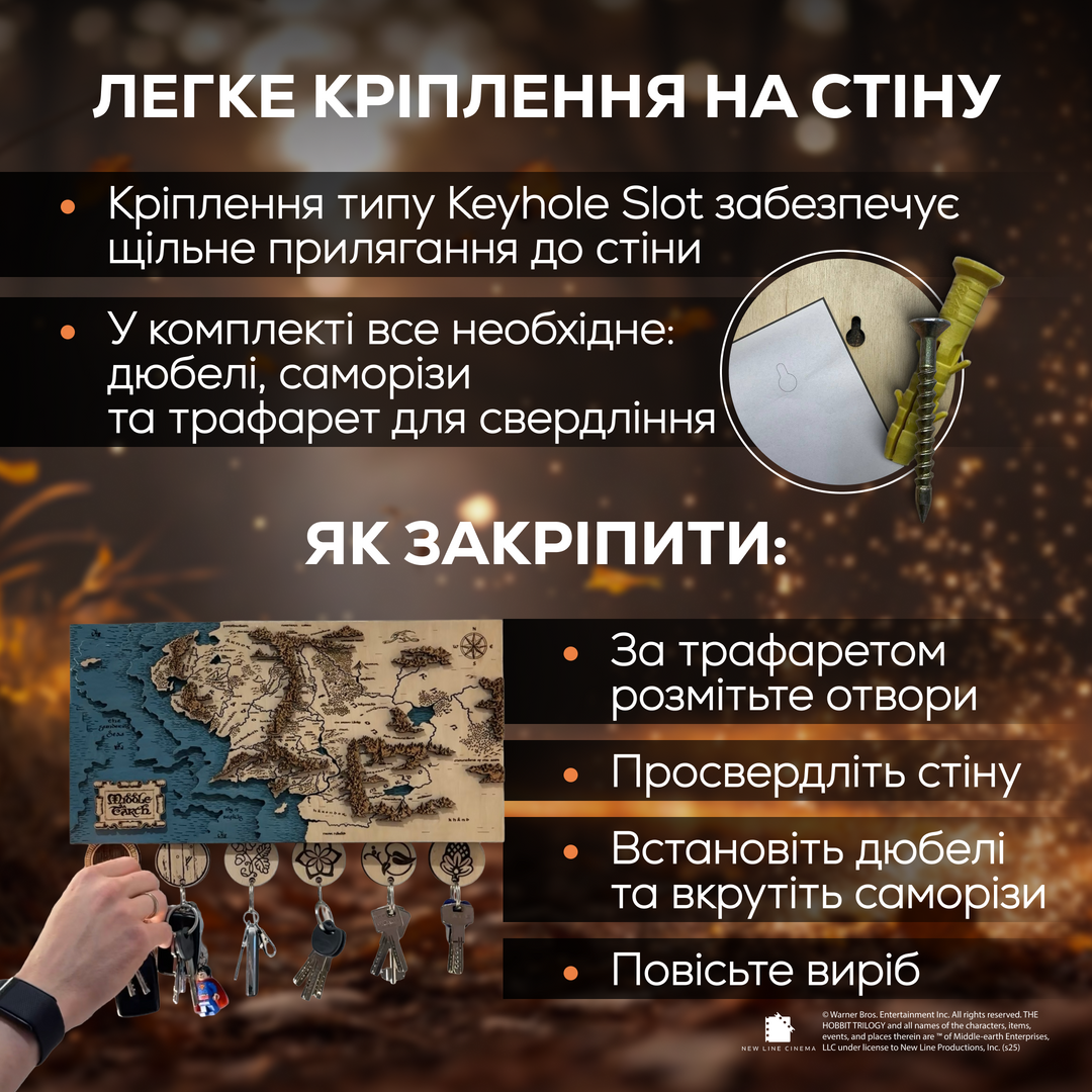 КЛЮЧНИЦЯ 3D З МАГНІТНИМИ БРЕЛКАМИ СЕРЕДЗЕМ‘Я™ - ВОЛОДАР ПЕРСНІВ - ГОБІТ