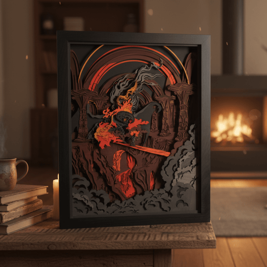 Laser-cut Balrog battle wall art from LOTR
