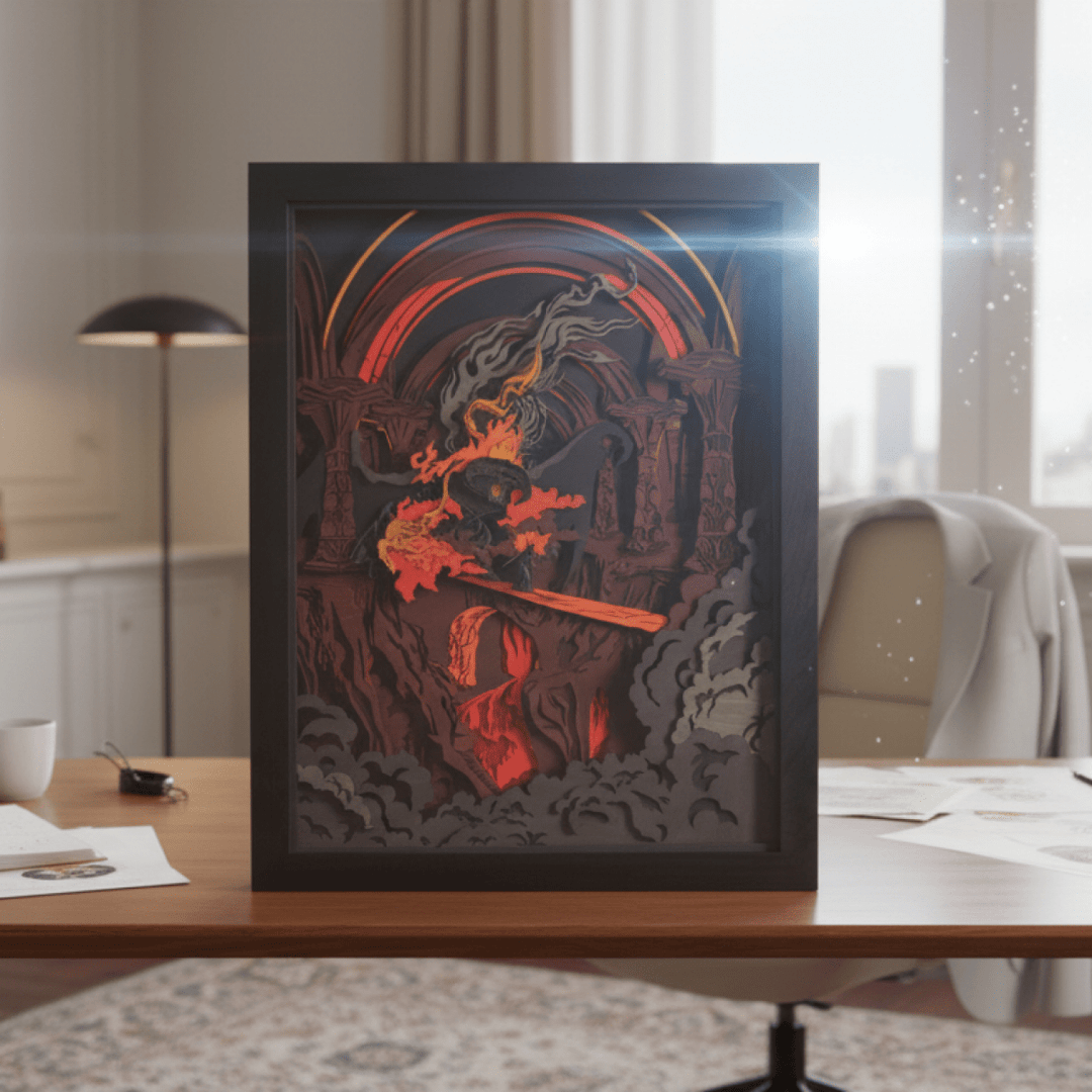 Wooden fantasy artwork inspired by Moria
