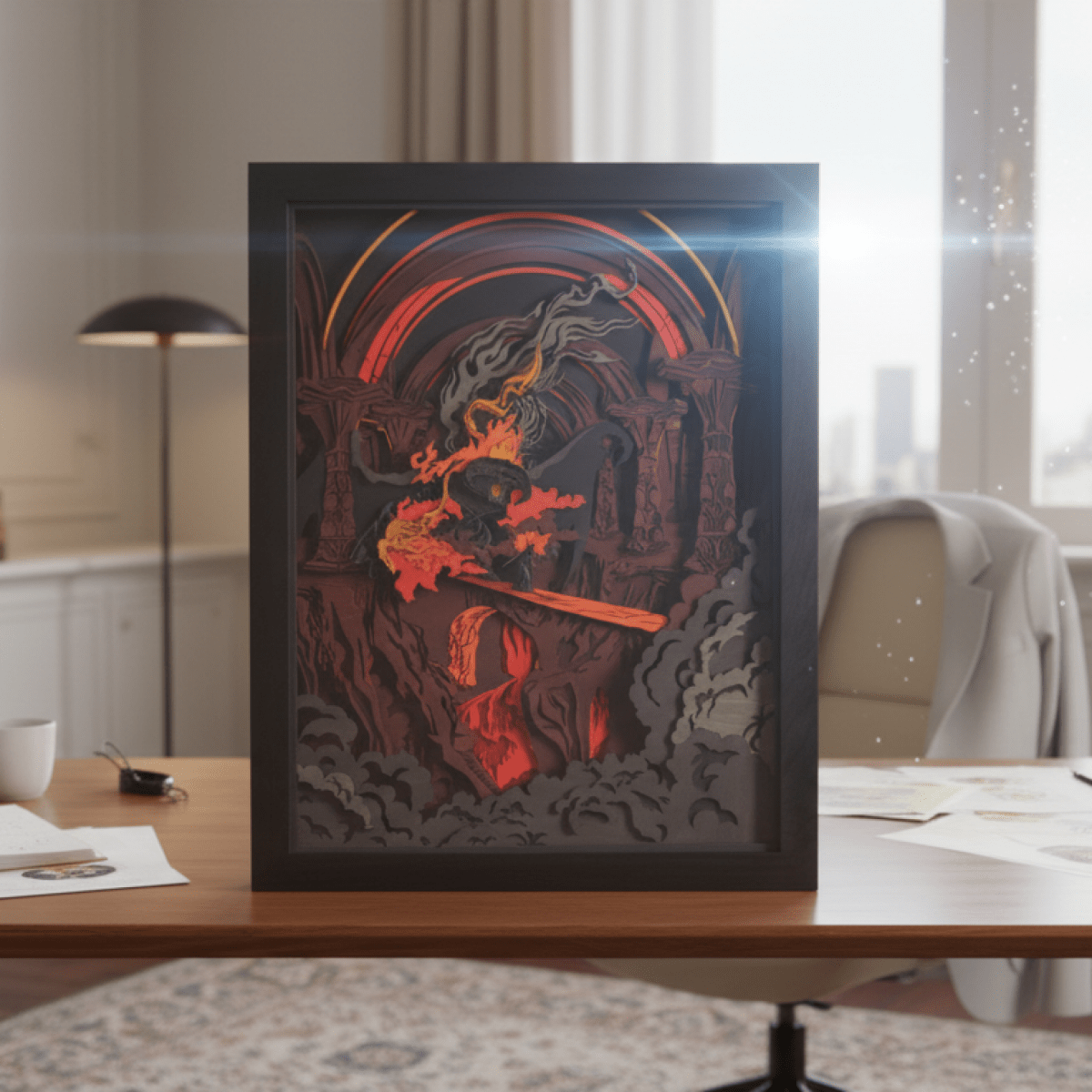 Wooden fantasy artwork inspired by Moria
